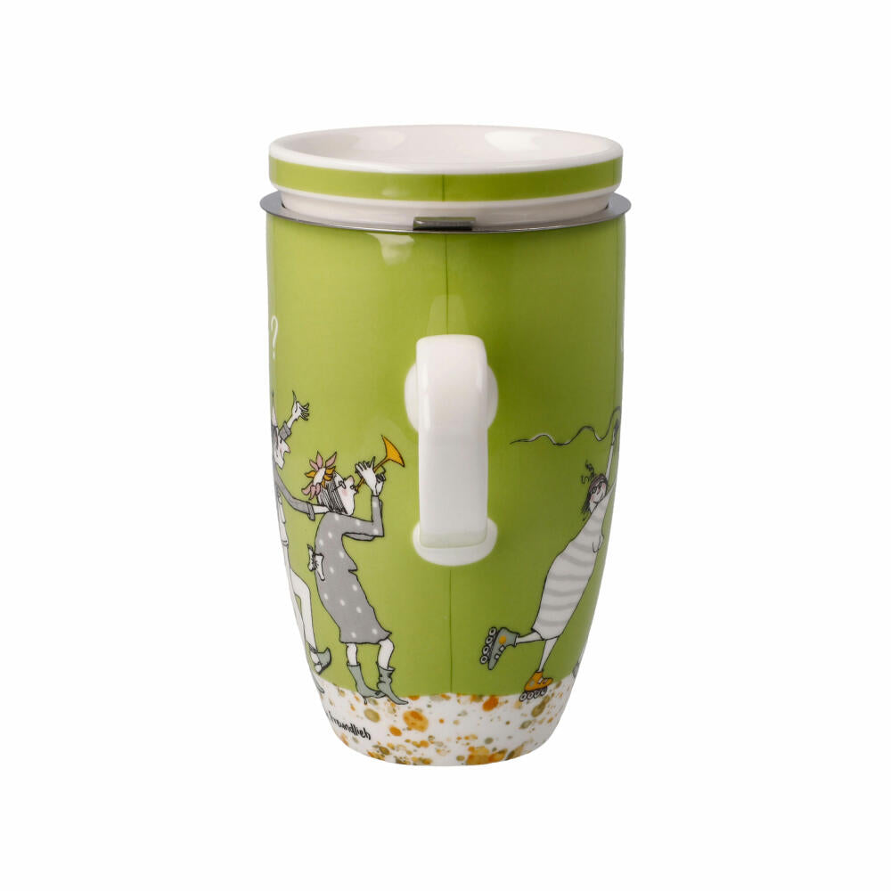 Goebel Teetasse mit Deckel und Sieb Barbara Freundlieb - Das beste Alter, Fine Bone China, Bunt, 0.45 L, 27001361