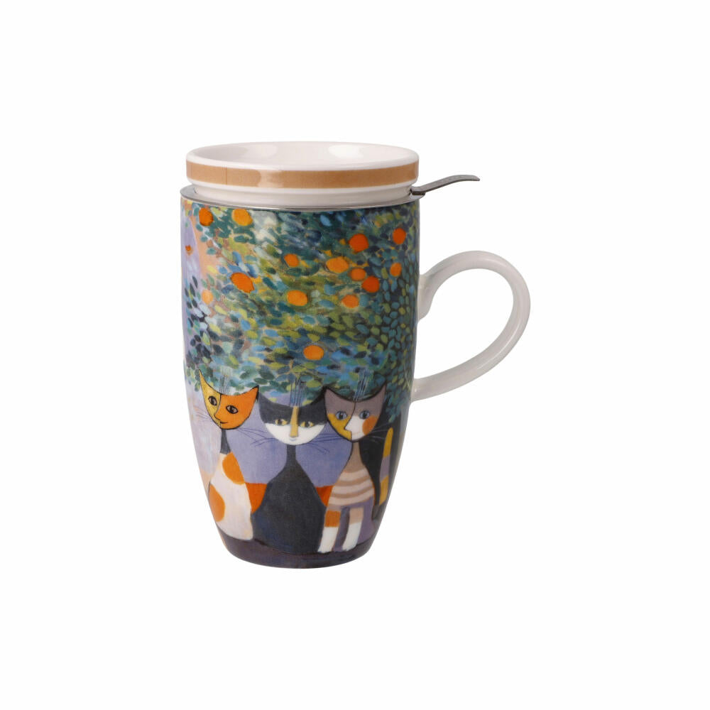 Goebel Teetasse mit Deckel und Sieb Rosina Wachtmeister - Tempi felici, Fine Bone China, Bunt, 0.45 L, 66861321