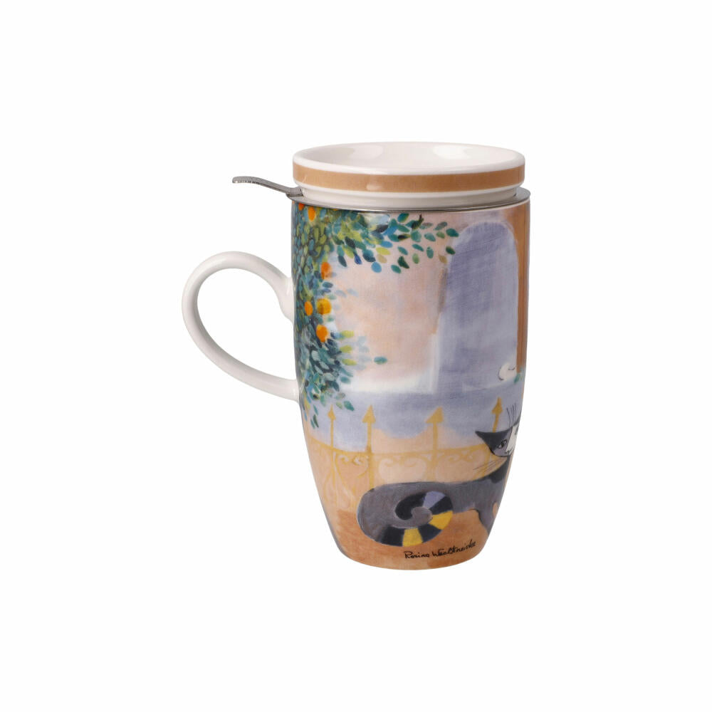 Goebel Teetasse mit Deckel und Sieb Rosina Wachtmeister - Tempi felici, Fine Bone China, Bunt, 0.45 L, 66861321