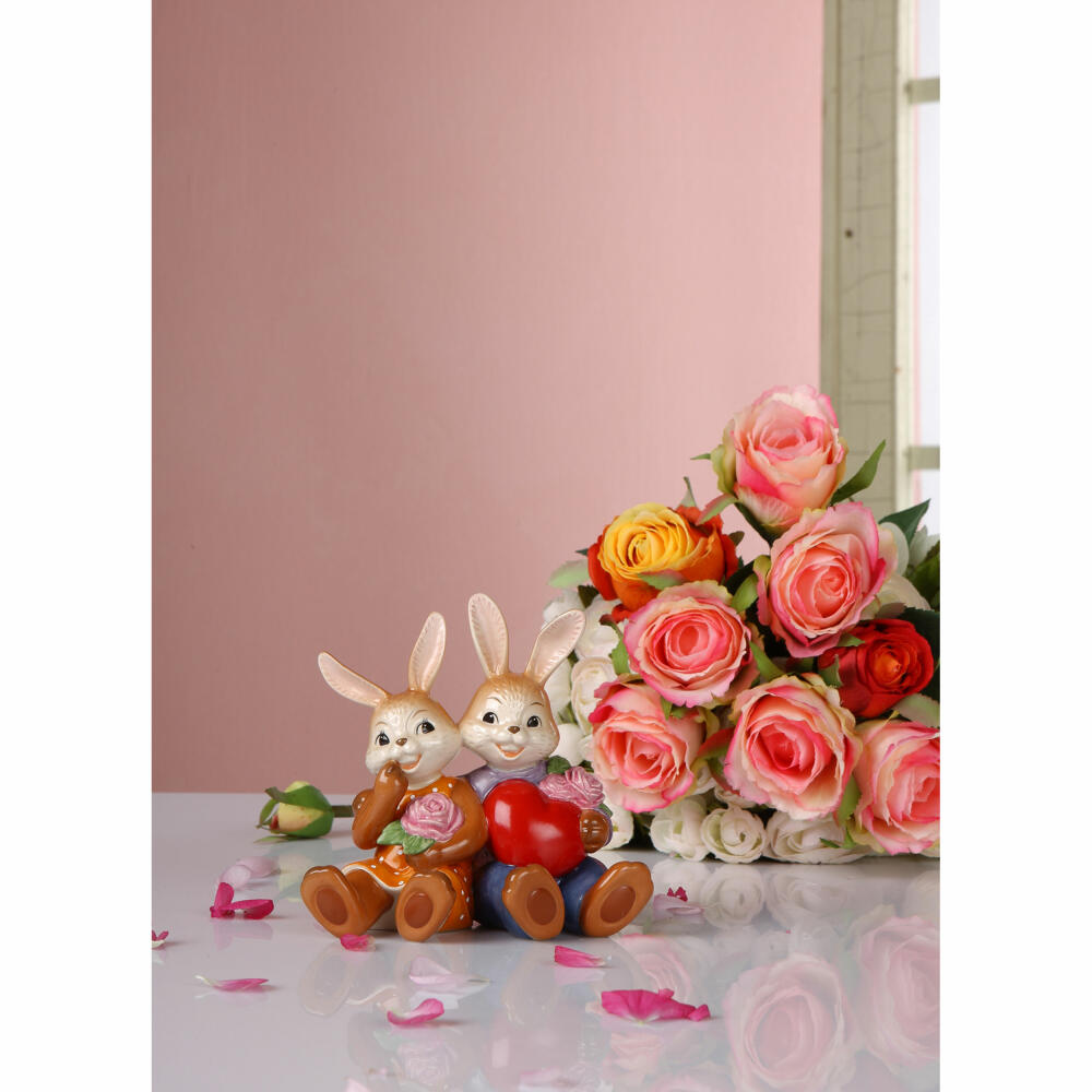 Goebel Figurine Rabbit - My Valentine's Treasure, Stoneware, Colorful, 12 cm, 66845841
