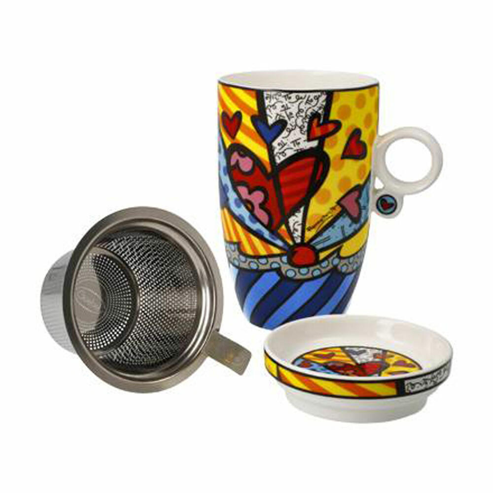 Goebel Teacup with Lid and Strainer Romero Britto - A New Day, Tea Cup, Fine Bone China, 66453221