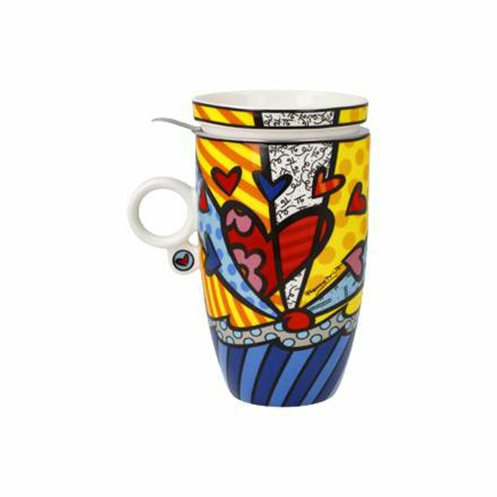 Goebel Teacup with Lid and Strainer Romero Britto - A New Day, Tea Cup, Fine Bone China, 66453221