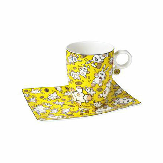 Goebel Künstlertasse mit Untertasse Mauro Bergonzoli - Magic Bunny Gold, Tasse, Kaffeetasse, Teetasse, Fine Bone China, 67180021