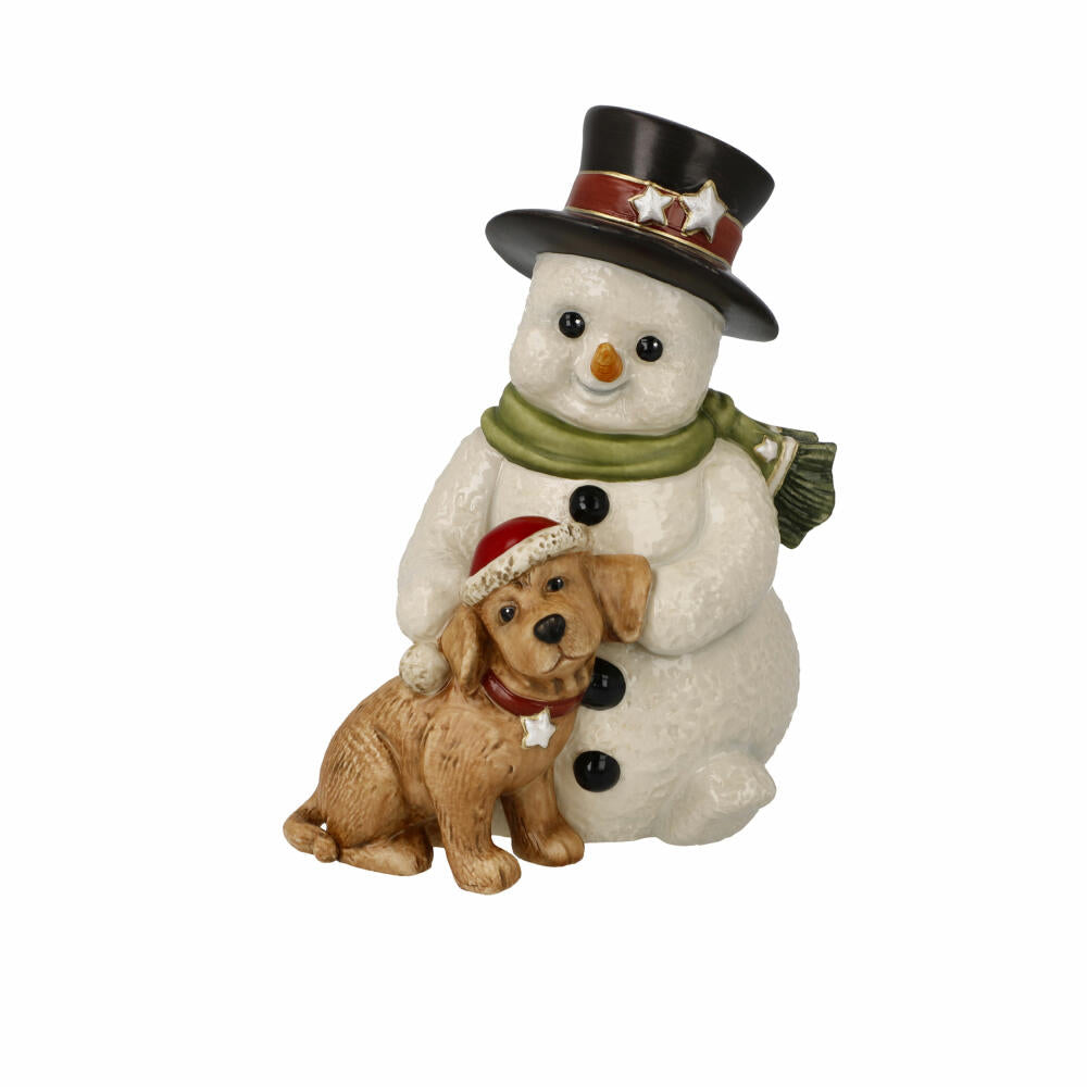 Goebel Figur Mein liebster Freund, Schneemann mit Hund, Steingut, Bunt, 12 cm, 66704571