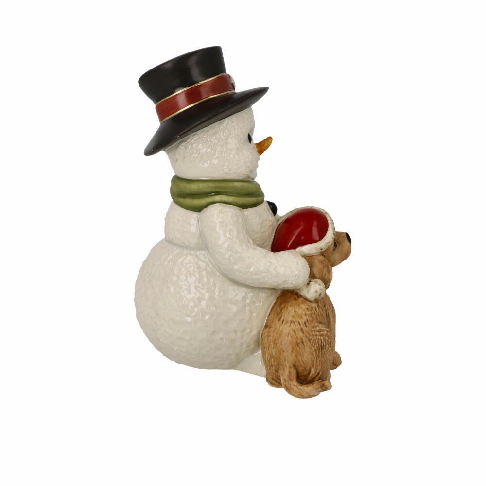 Goebel Figur Mein liebster Freund, Schneemann mit Hund, Steingut, Bunt, 12 cm, 66704571