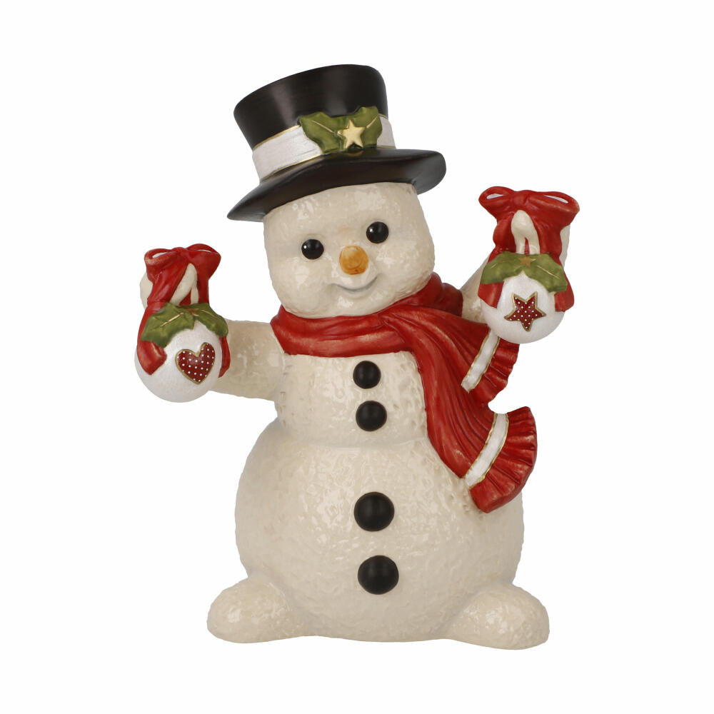 Goebel Figur Weihnachtlich geschmückt, Schneemann, Steingut, Bunt, 12 cm, 66704581