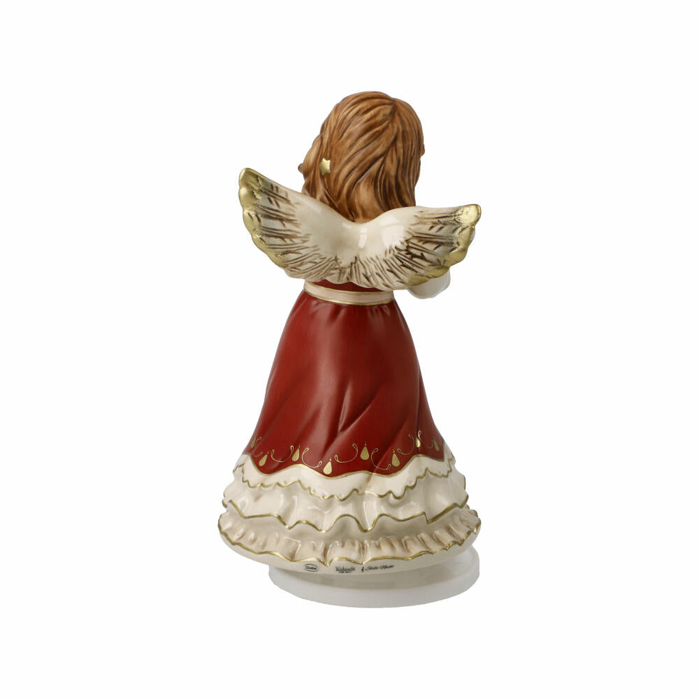Goebel Dekofigur Engel Stille Nacht mit Musikwerk, Steingut, Bordeaux, 16.5 cm, 41685291