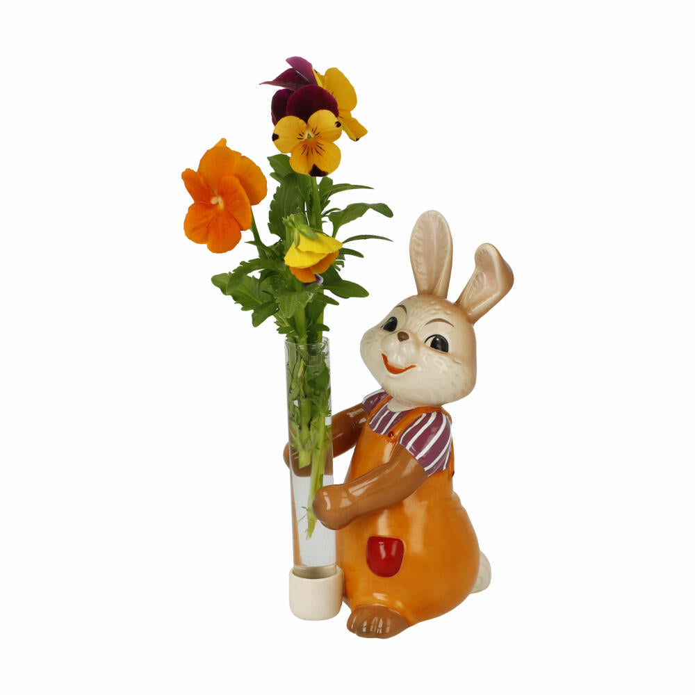Goebel Figur Hase mit Vase Blütentraum, Ostern, Steingut, Bunt, 14.5 cm, 66846161