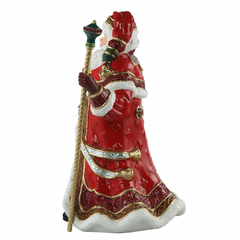 Goebel Figurine Santa with Wreath and Staff, Fitz &amp; Floyd, Santa Claus, Stoneware, Colorful, 33 cm, 51001711