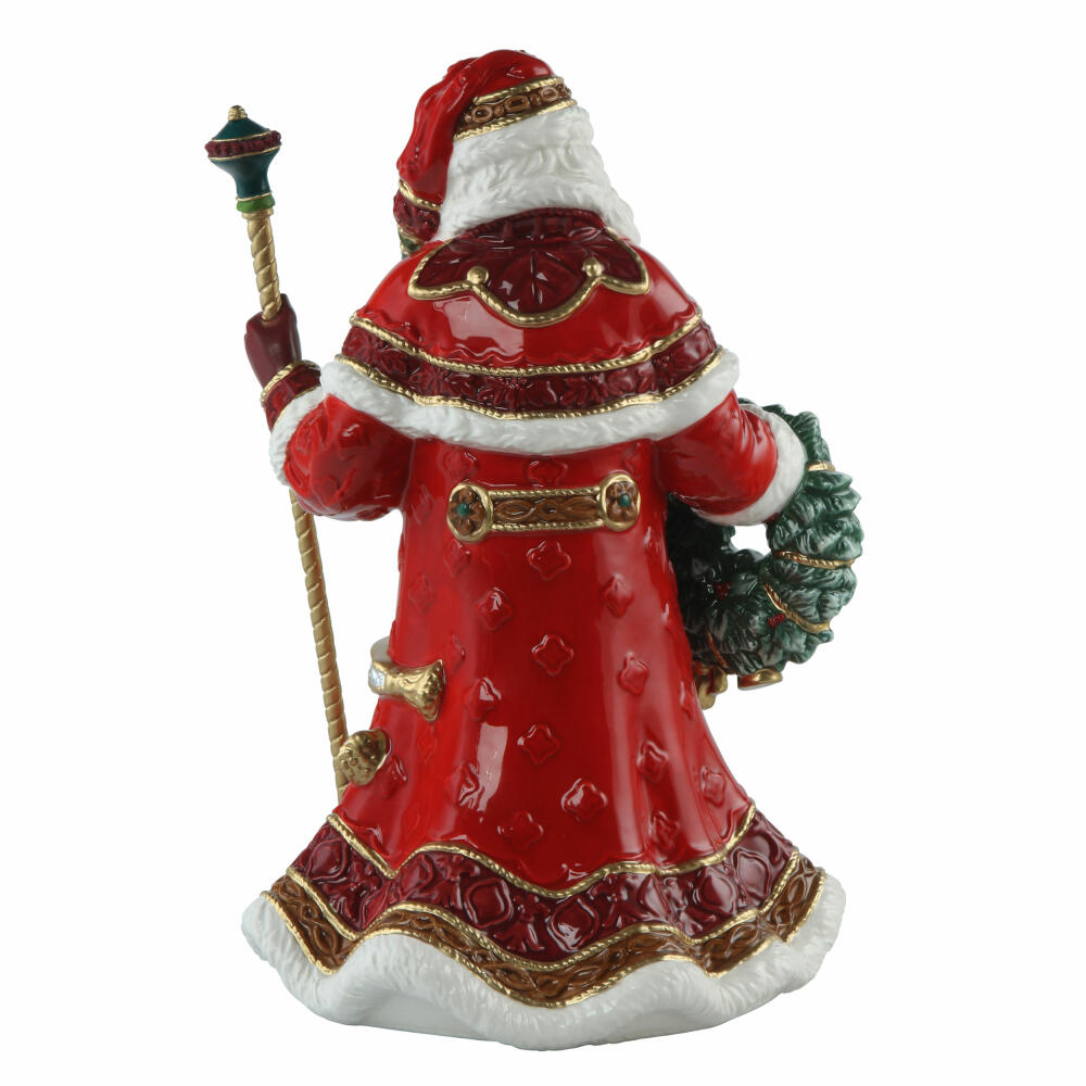 Goebel Figurine Santa with Wreath and Staff, Fitz &amp; Floyd, Santa Claus, Stoneware, Colorful, 33 cm, 51001711