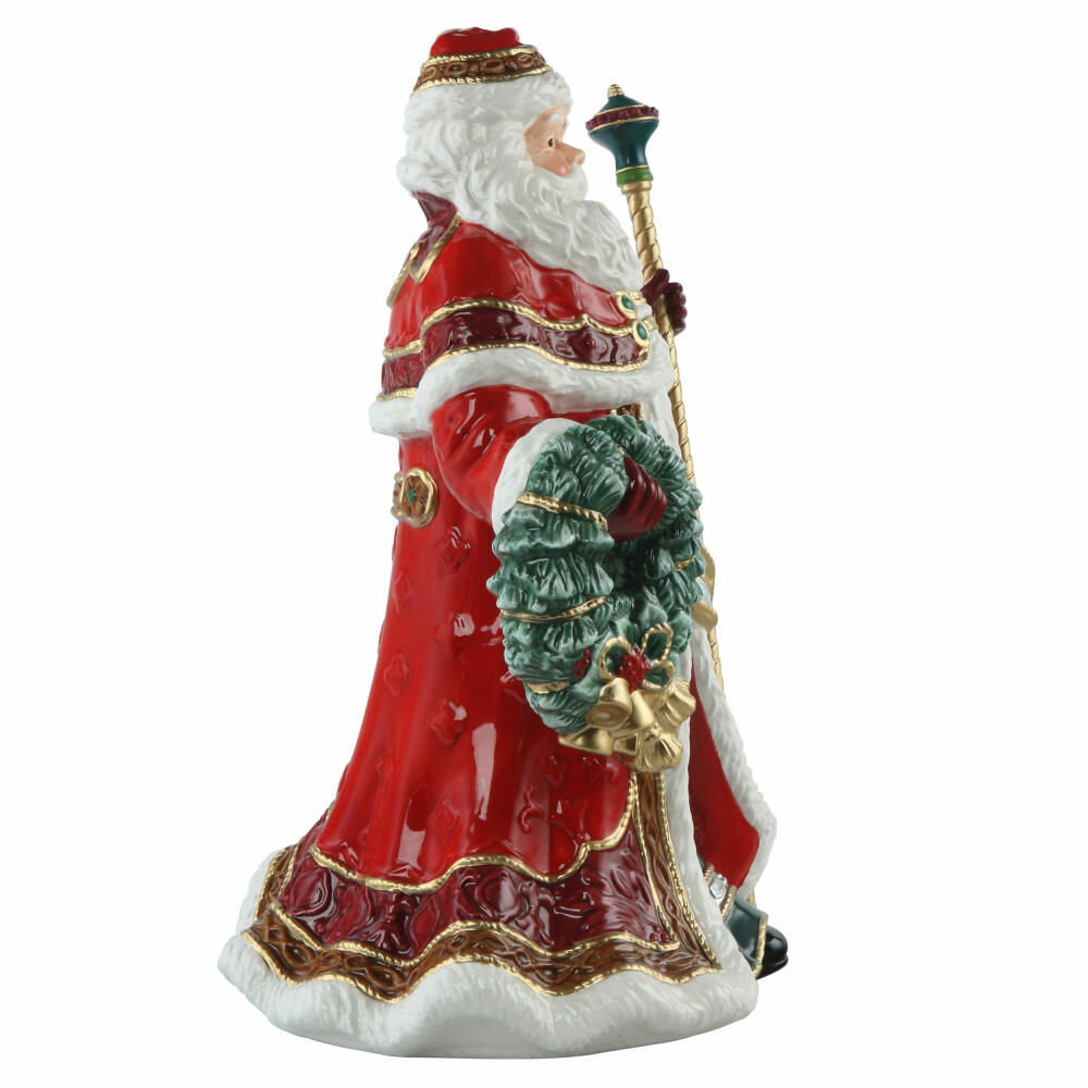 Goebel Figurine Santa with Wreath and Staff, Fitz &amp; Floyd, Santa Claus, Stoneware, Colorful, 33 cm, 51001711