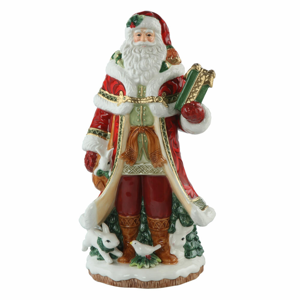 Goebel Figur Fitz & Floyd Santa mit Geschenk, Steingut, Bunt, 32.5 cm, 51001721