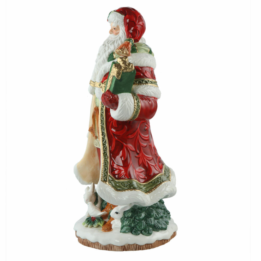 Goebel Figur Fitz & Floyd Santa mit Geschenk, Steingut, Bunt, 32.5 cm, 51001721