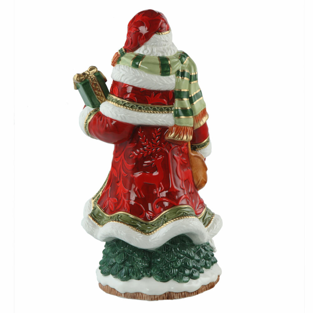 Goebel Figur Fitz & Floyd Santa mit Geschenk, Steingut, Bunt, 32.5 cm, 51001721