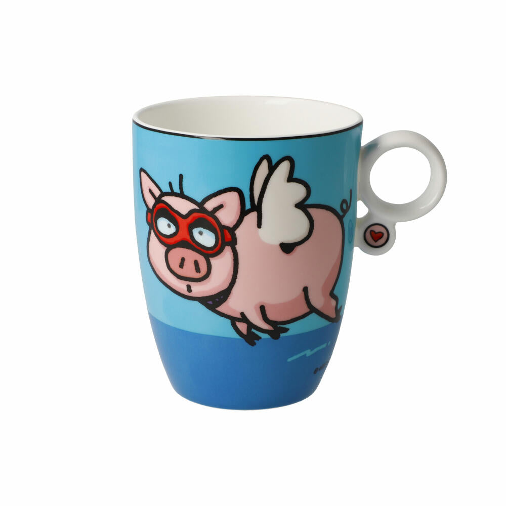 Goebel Künstlertasse Ed Eck - When Pigs Fly, Fine Bone China, Bunt, 400 ml, 67200181