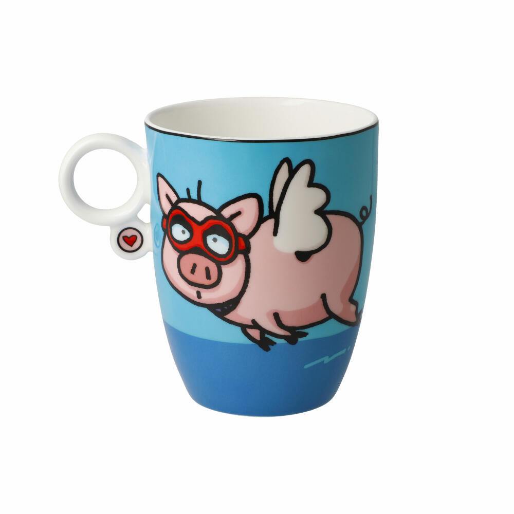 Goebel Künstlertasse Ed Eck - When Pigs Fly, Fine Bone China, Bunt, 400 ml, 67200181