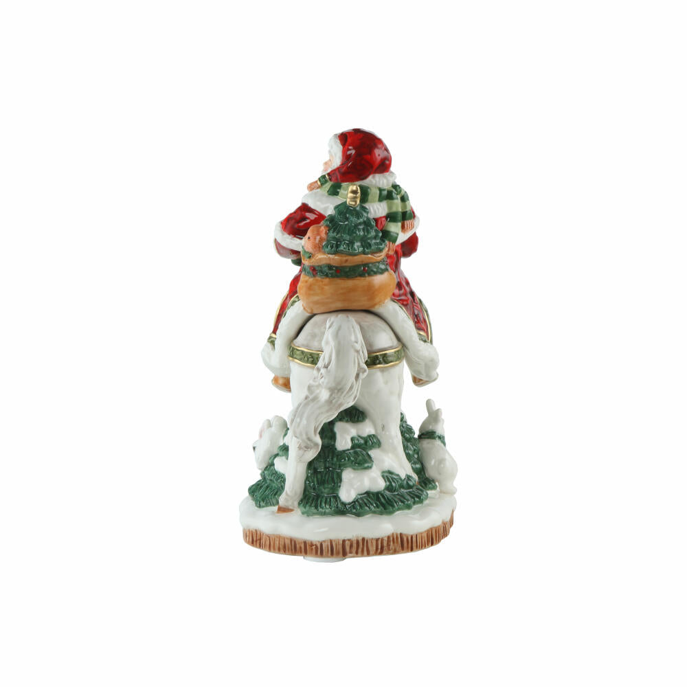 Goebel Figur Santa auf Pferd, Fitz & Floyd, Weihnachtsmann, Steingut, Bunt, 20 cm, 51001741