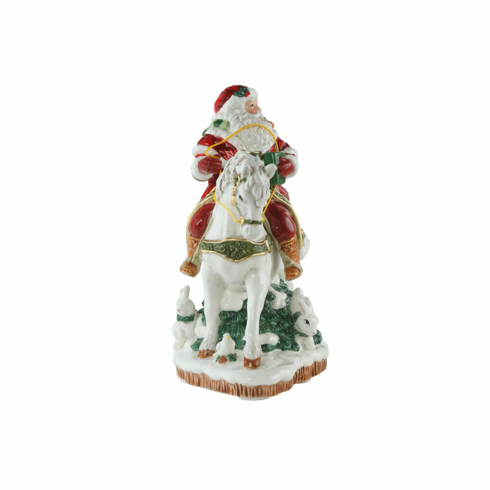 Goebel Figur Santa auf Pferd, Fitz & Floyd, Weihnachtsmann, Steingut, Bunt, 20 cm, 51001741