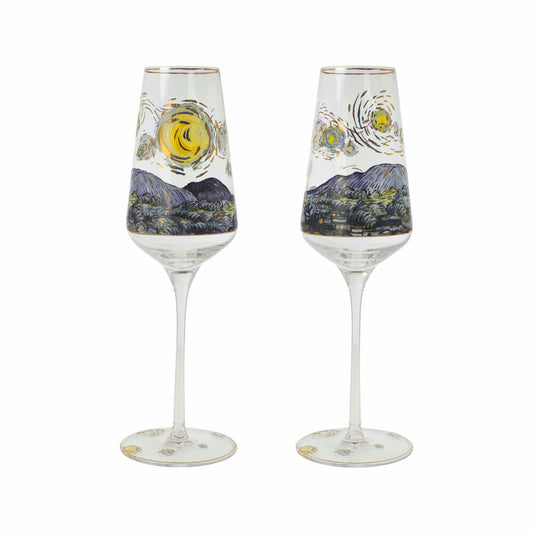 Goebel Sektglas Vincent Van Gogh -Sternennacht, Glas, Bunt, Füllmenge 100 ml, 67075191