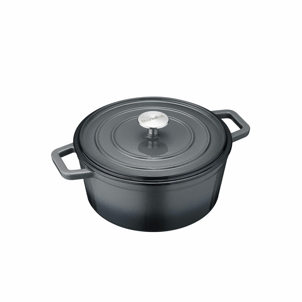 Berndes b.iron roaster cooking pot round, casserole dish, pot, induction-suitable, cast iron, black / grey, Ø 24 cm, 034155