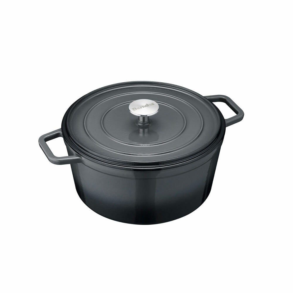 Berndes b.iron roaster cooking pot round, casserole dish, pot, induction-suitable, cast iron, black / grey, Ø 26 cm, 034157