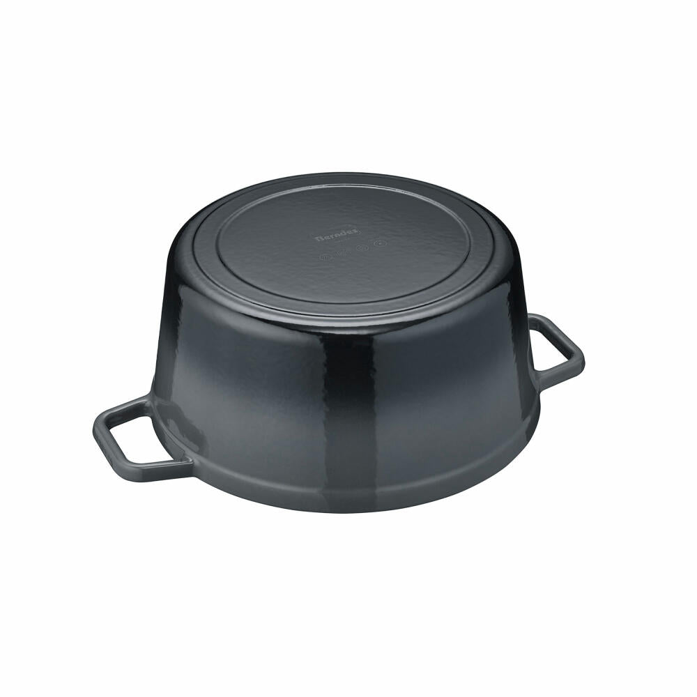 Berndes b.iron roaster cooking pot round, casserole dish, pot, induction-suitable, cast iron, black / grey, Ø 26 cm, 034157