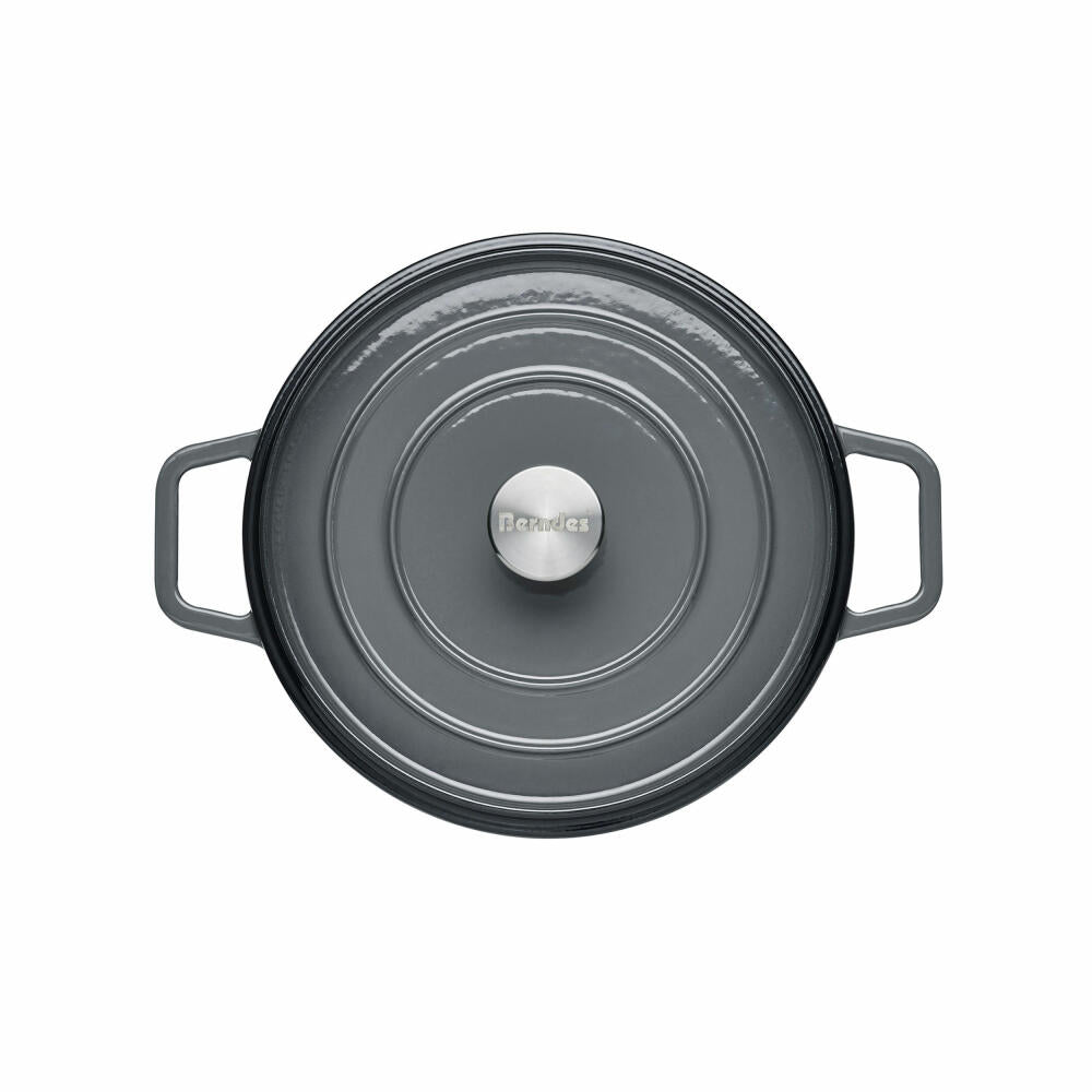 Berndes b.iron roaster cooking pot round, casserole dish, pot, induction-suitable, cast iron, black / grey, Ø 26 cm, 034157