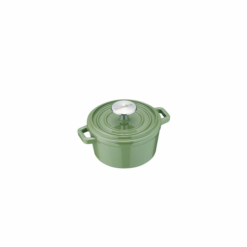 Berndes b.iron serving pot, pot, casserole, roaster, cooking pot, induction-suitable, cast iron, green, Ø 14 cm, 034251