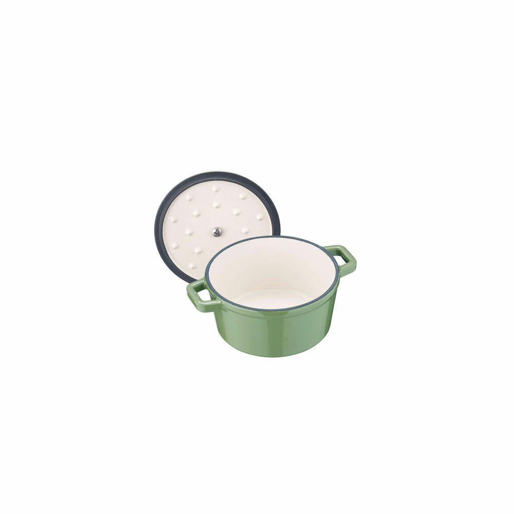 Berndes b.iron serving pot, pot, casserole, roaster, cooking pot, induction-suitable, cast iron, green, Ø 14 cm, 034251