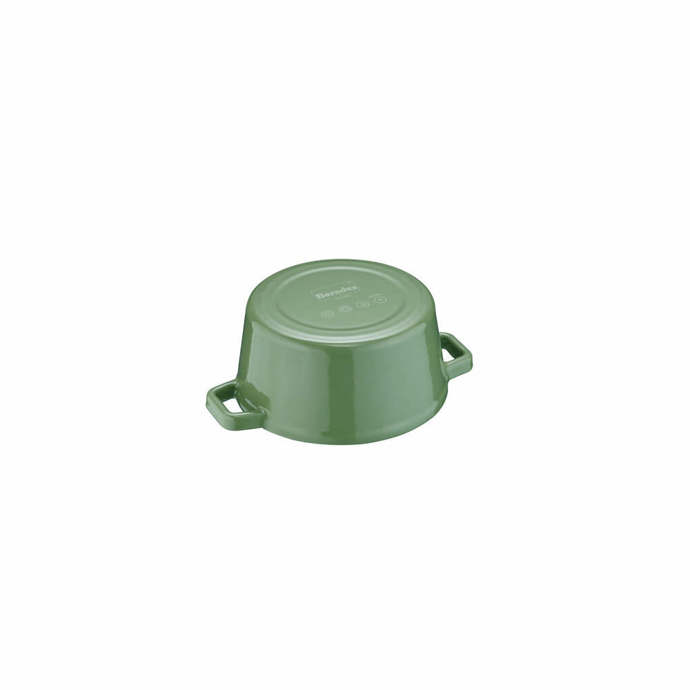 Berndes b.iron serving pot, pot, casserole, roaster, cooking pot, induction-suitable, cast iron, green, Ø 14 cm, 034251