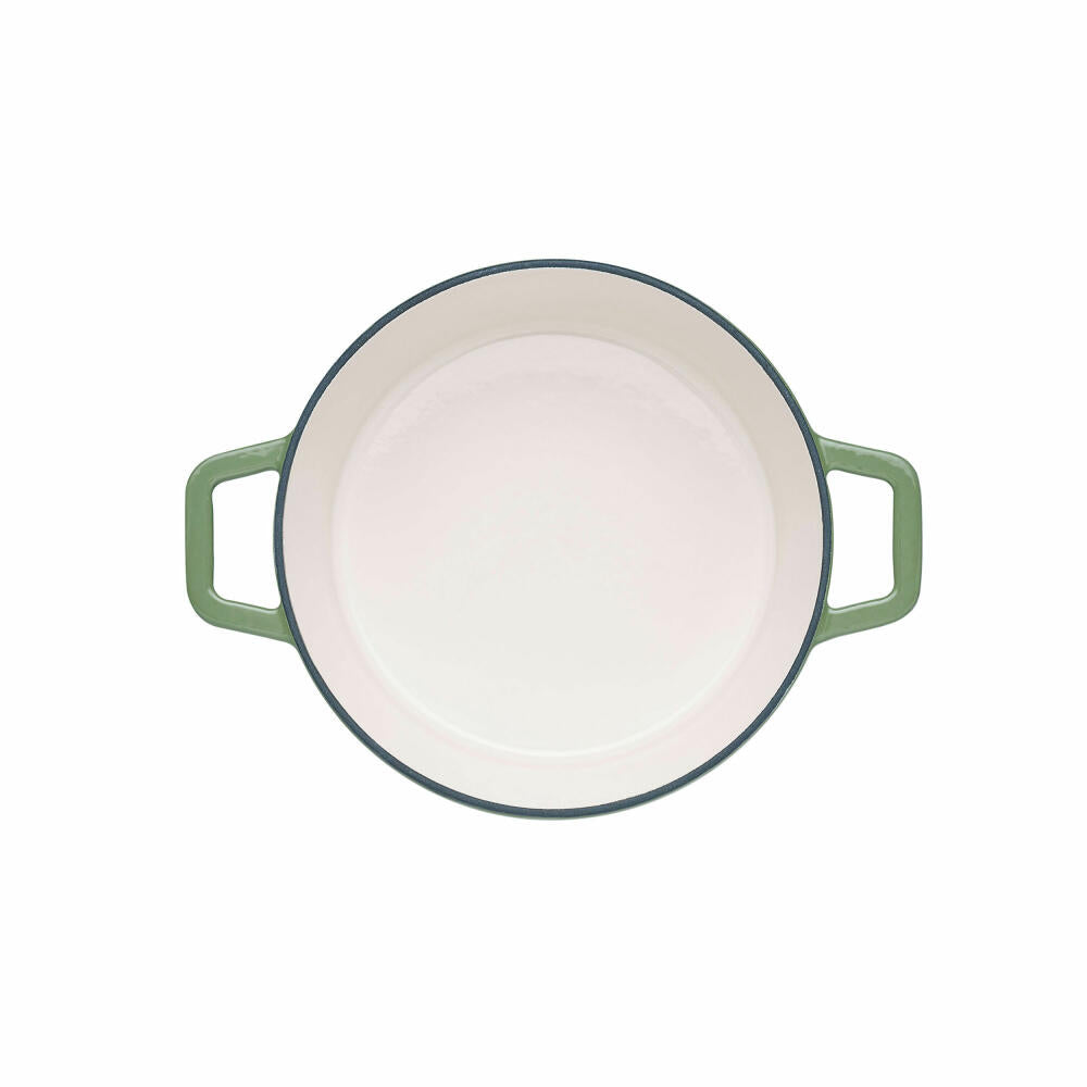 Berndes b.iron Bräter Kochtopf Rund, Schmortopf, Topf, Induktionsgeeignet, Gusseisen, Grün, Ø 24 cm, 034255