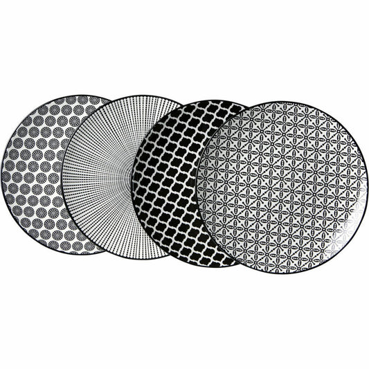 Ritzenhoff &amp; Breker Takeo plate, 4-piece, breakfast plate, cake plate, porcelain, black, Ø 21.5 cm, 47424