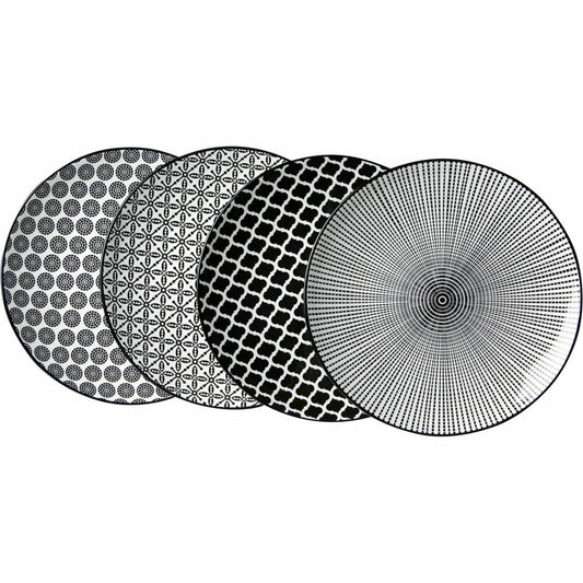 Ritzenhoff &amp; Breker Takeo plate, 4-piece, dinner plate, dinner plate, porcelain, black, Ø 26.5 cm, 47431