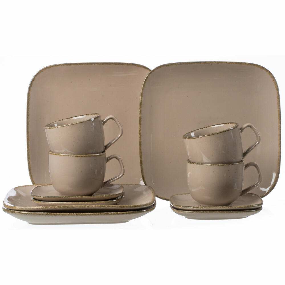 Ritzenhoff &amp; Breker CASA coffee service 12-piece, tableware set, service, square / round, porcelain, grey, 83712