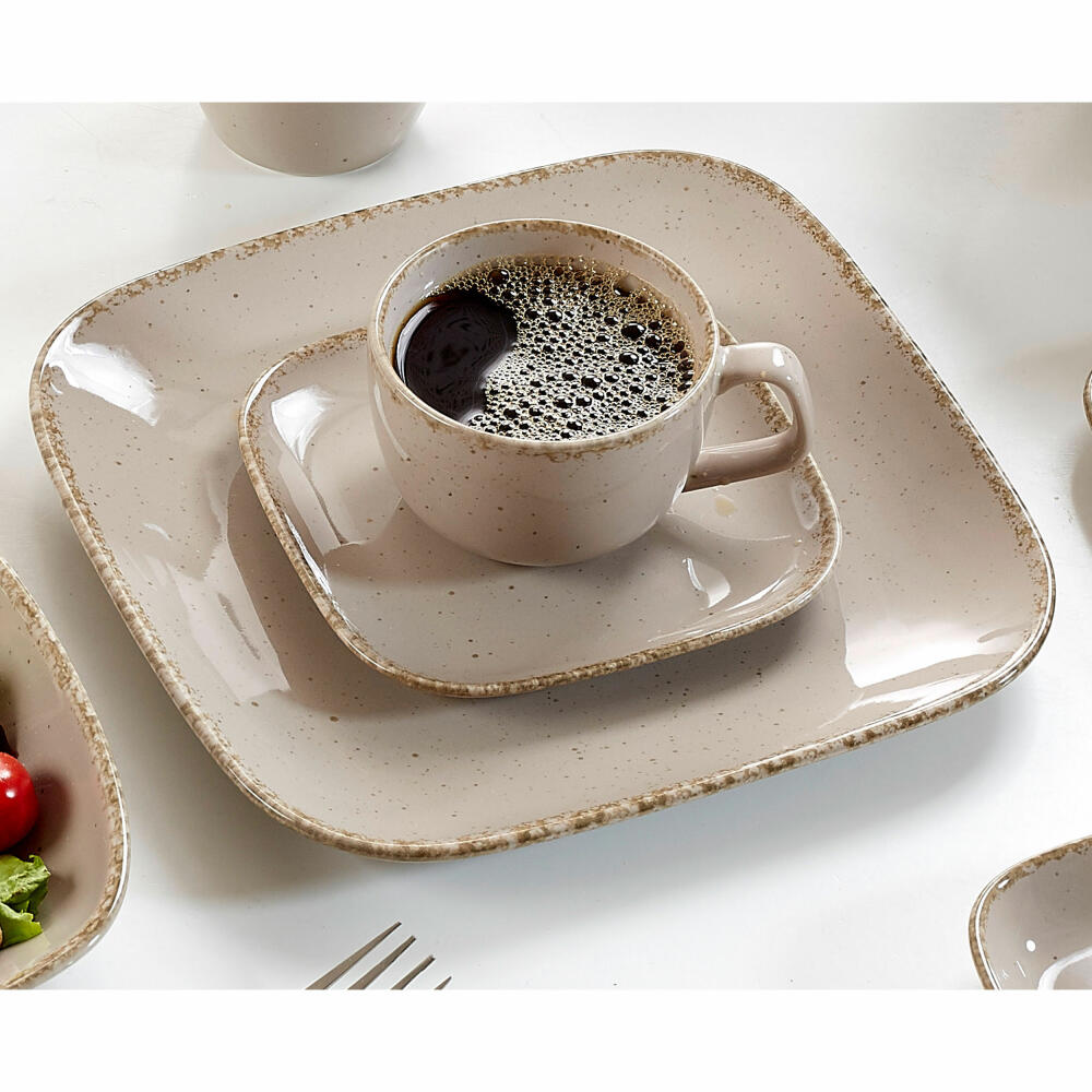 Ritzenhoff &amp; Breker CASA coffee service 12-piece, tableware set, service, square / round, porcelain, grey, 83712