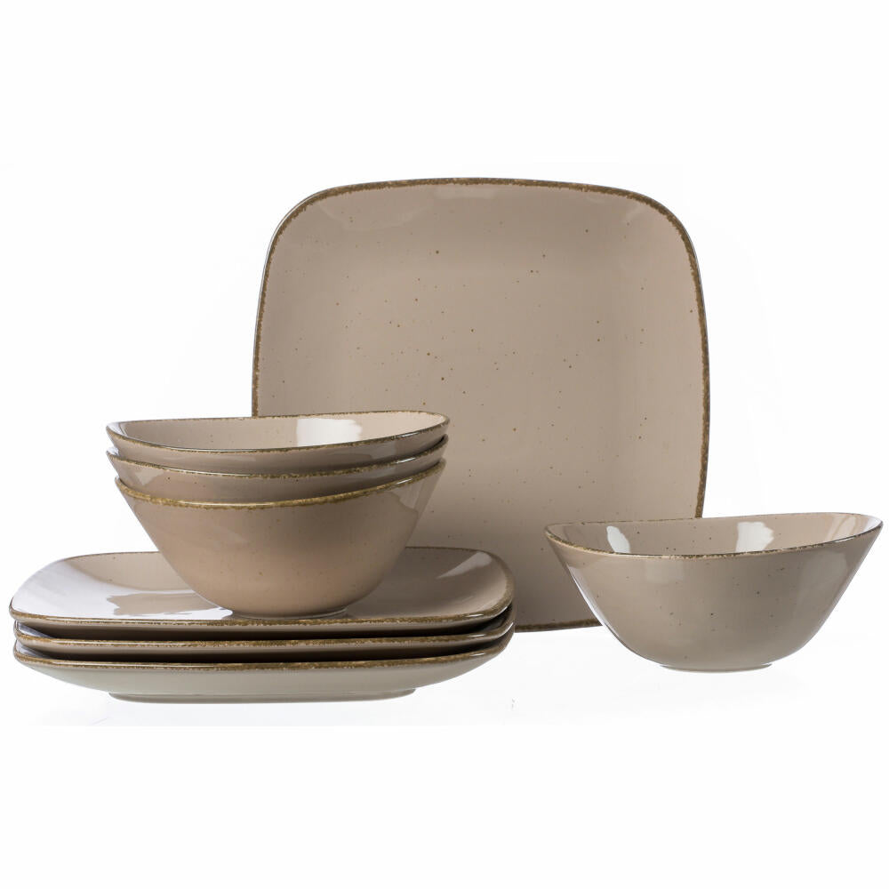 Ritzenhoff &amp; Breker CASA dinner service 8-piece, tableware set, service, square / round, porcelain, gray, 83736