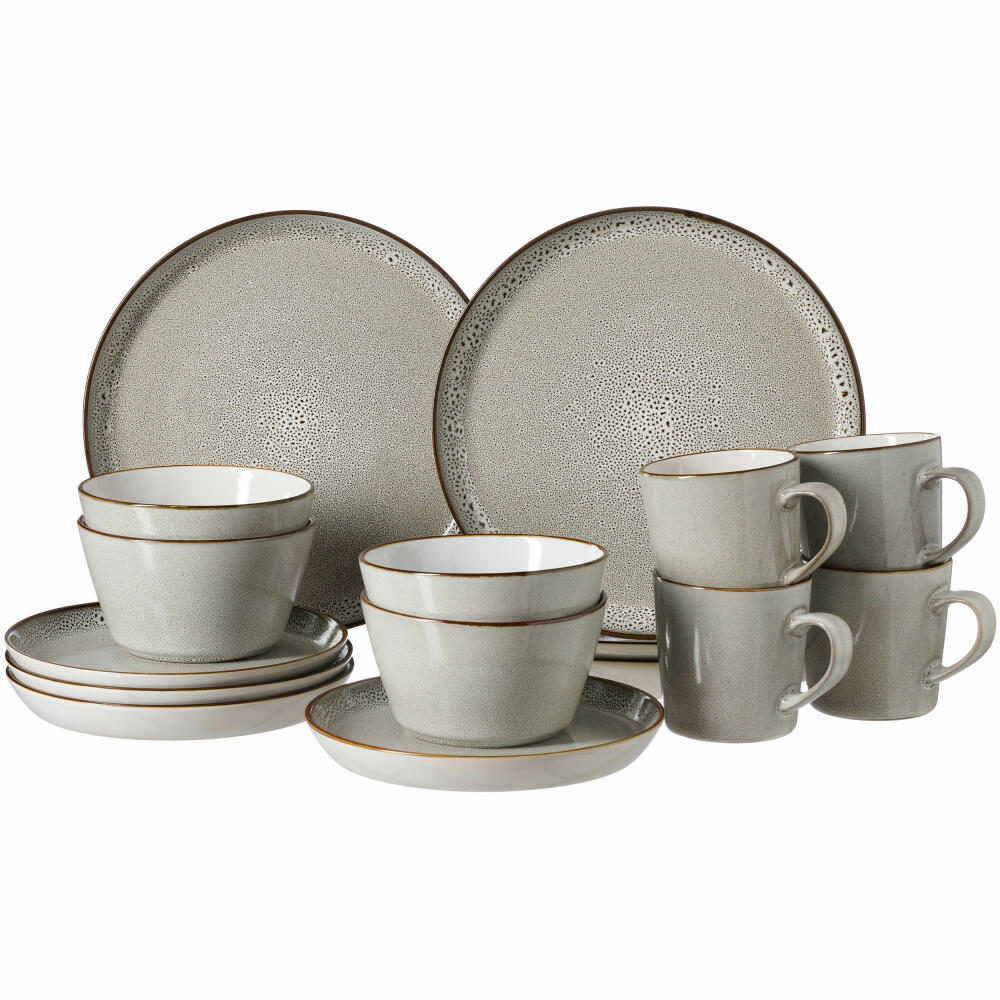 Ritzenhoff &amp; Breker combination service Visby, 16-piece, tableware set, service, stoneware, grey, 318272