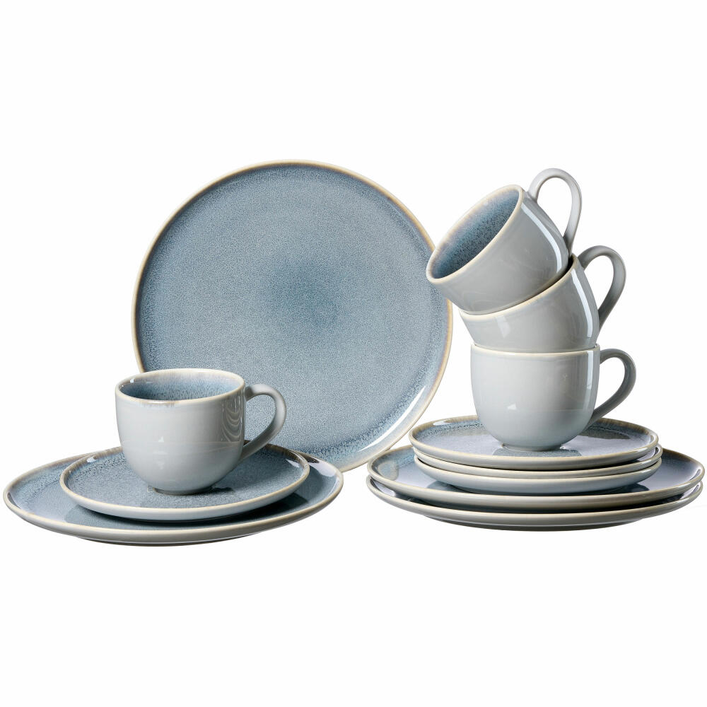 Ritzenhoff &amp; Breker coffee service Skagen Stone, 12-piece, coffee service, tableware set, porcelain, grey blue, 318319