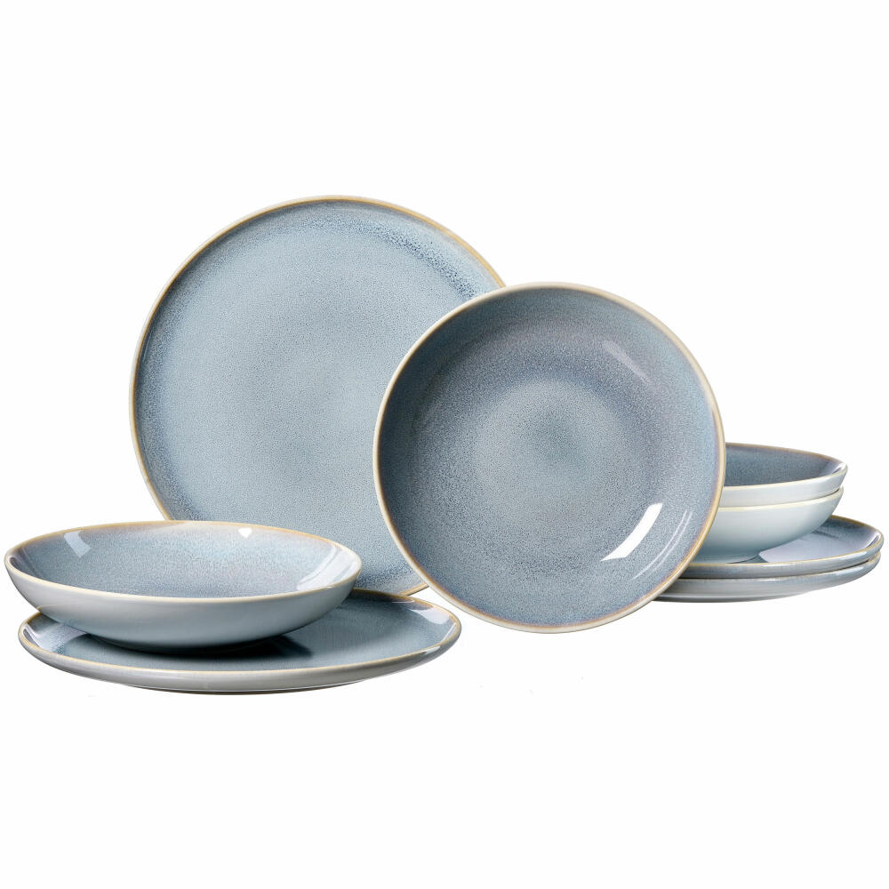 Ritzenhoff &amp; Breker table service Skagen Stone, 8-piece, tableware set, service, porcelain, grey blue, 318326