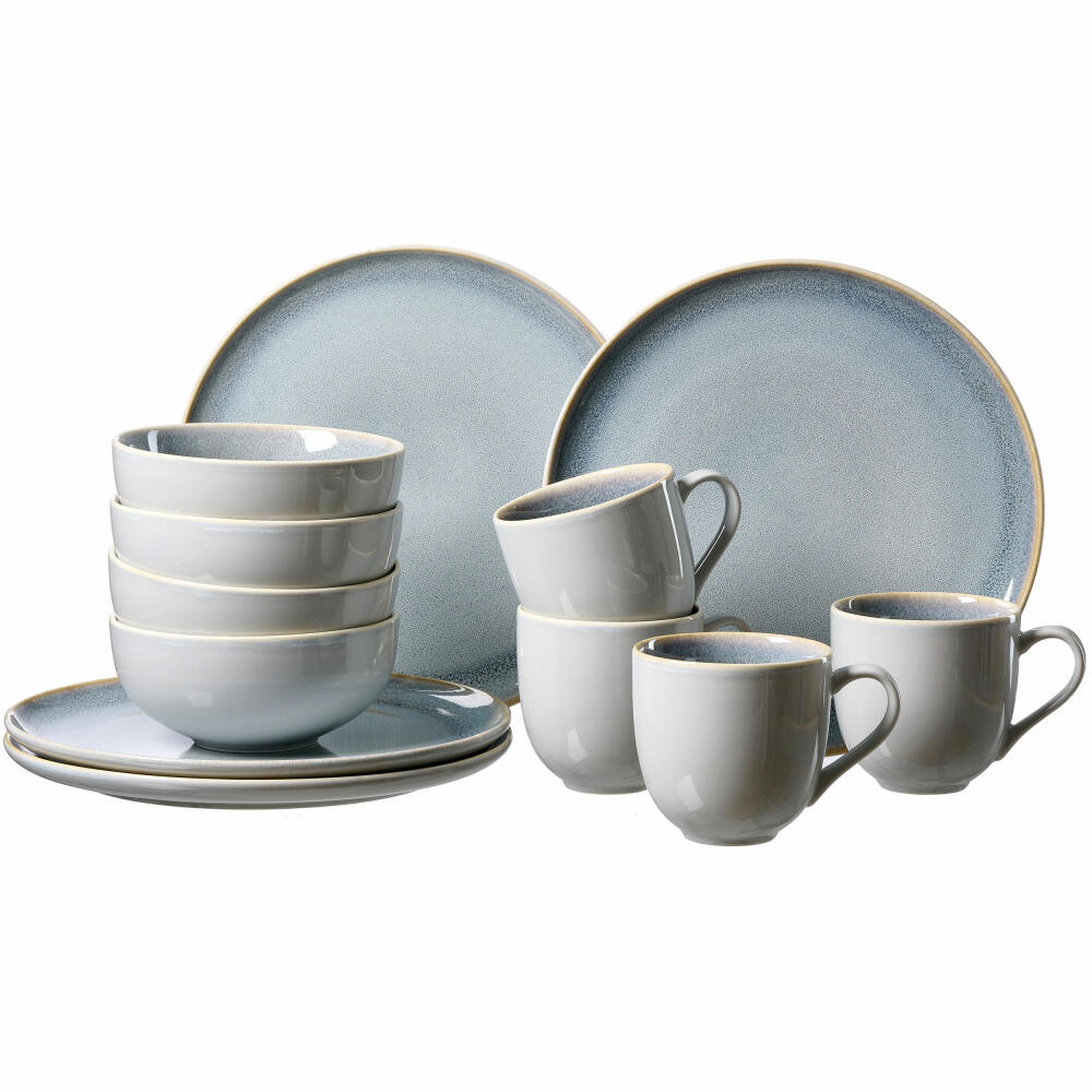 Ritzenhoff &amp; Breker combination service Skagen Stone, 12-piece, tableware set, service, porcelain, grey-blue, 318494