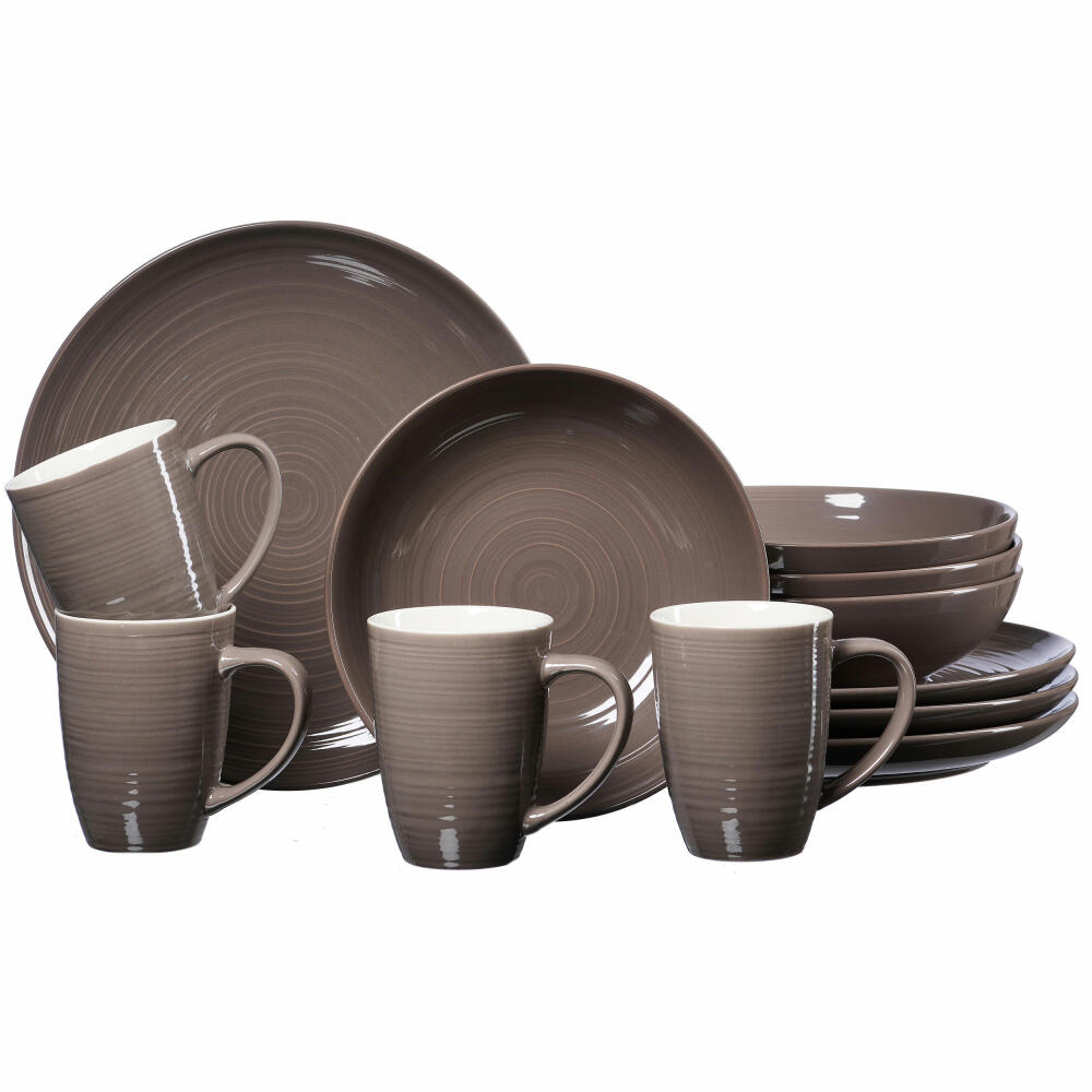 Ritzenhoff &amp; Breker combination set Suomi, 12-piece, combination service, tableware set, service, porcelain, taupe, 318548