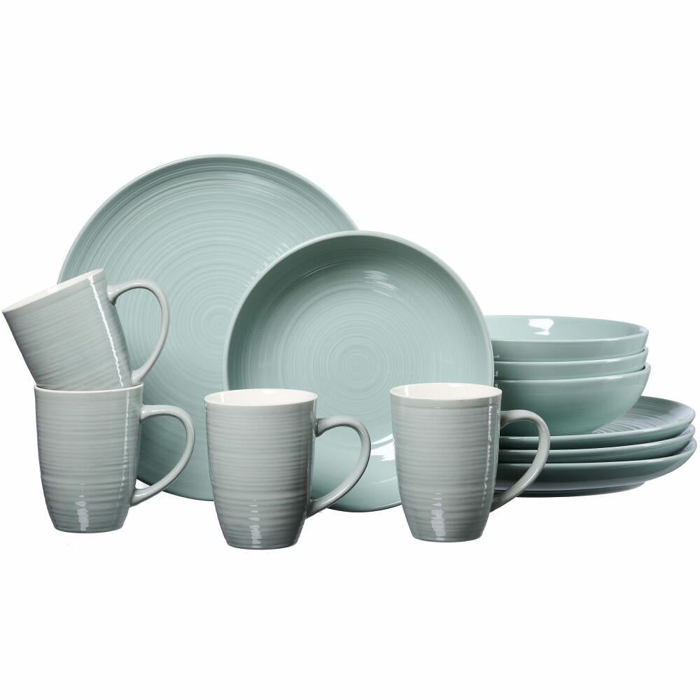 Ritzenhoff &amp; Breker combination set Suomi, 12-piece, combination service, tableware set, service, porcelain, gray blue, 318562