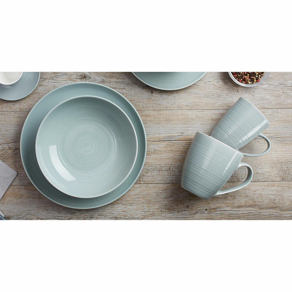 Ritzenhoff &amp; Breker combination set Suomi, 12-piece, combination service, tableware set, service, porcelain, gray blue, 318562