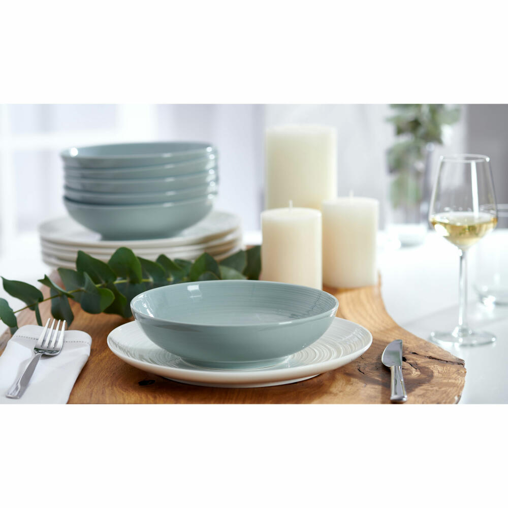 Ritzenhoff &amp; Breker combination set Suomi, 12-piece, combination service, tableware set, service, porcelain, gray blue, 318562