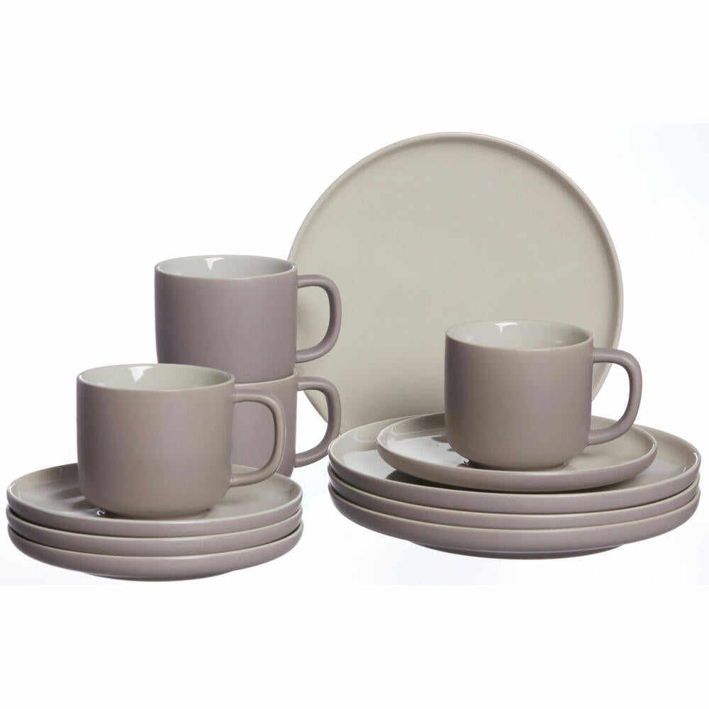 Ritzenhoff &amp; Breker JASPER coffee service 12-piece, tableware set, service, round, stoneware, taupe, 403053