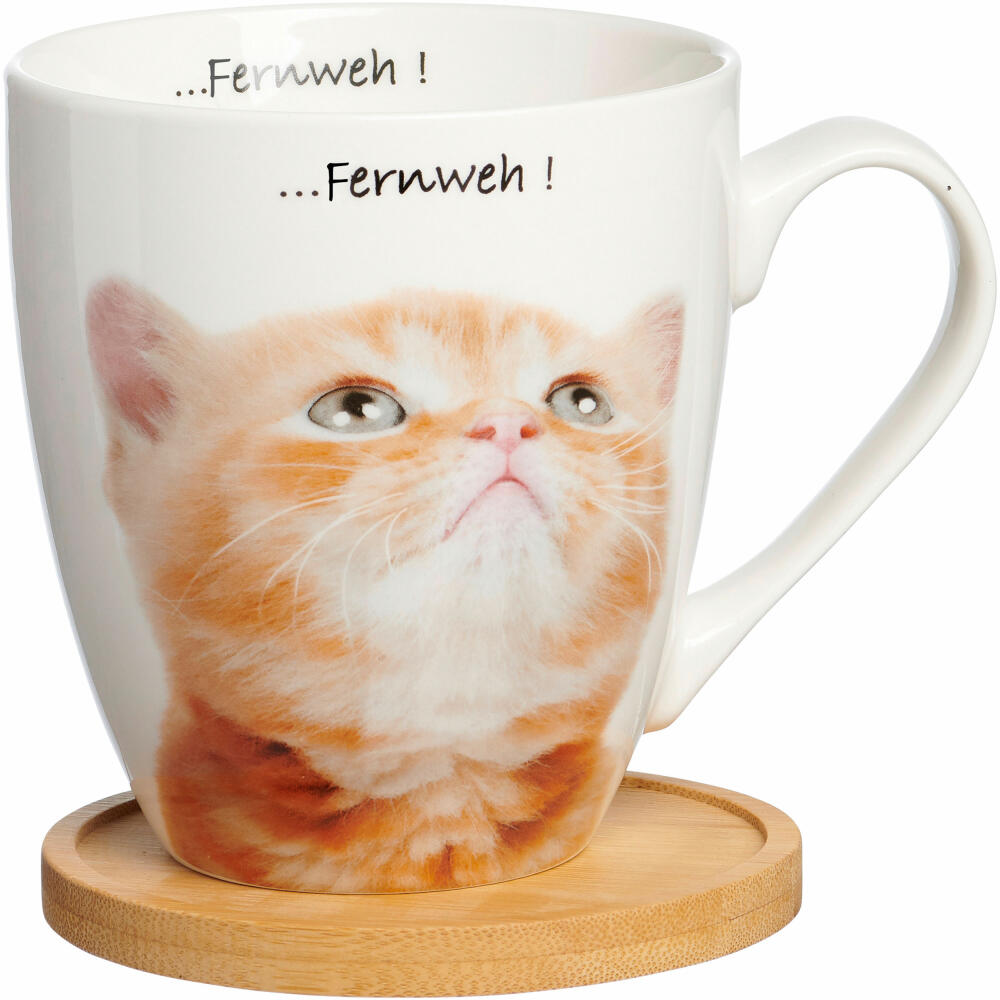 Ritzenhoff &amp; Breker Mug Animal Cool Wanderlust, with coaster, coffee mug, cup, with handle, porcelain, white, 600 ml, 409505