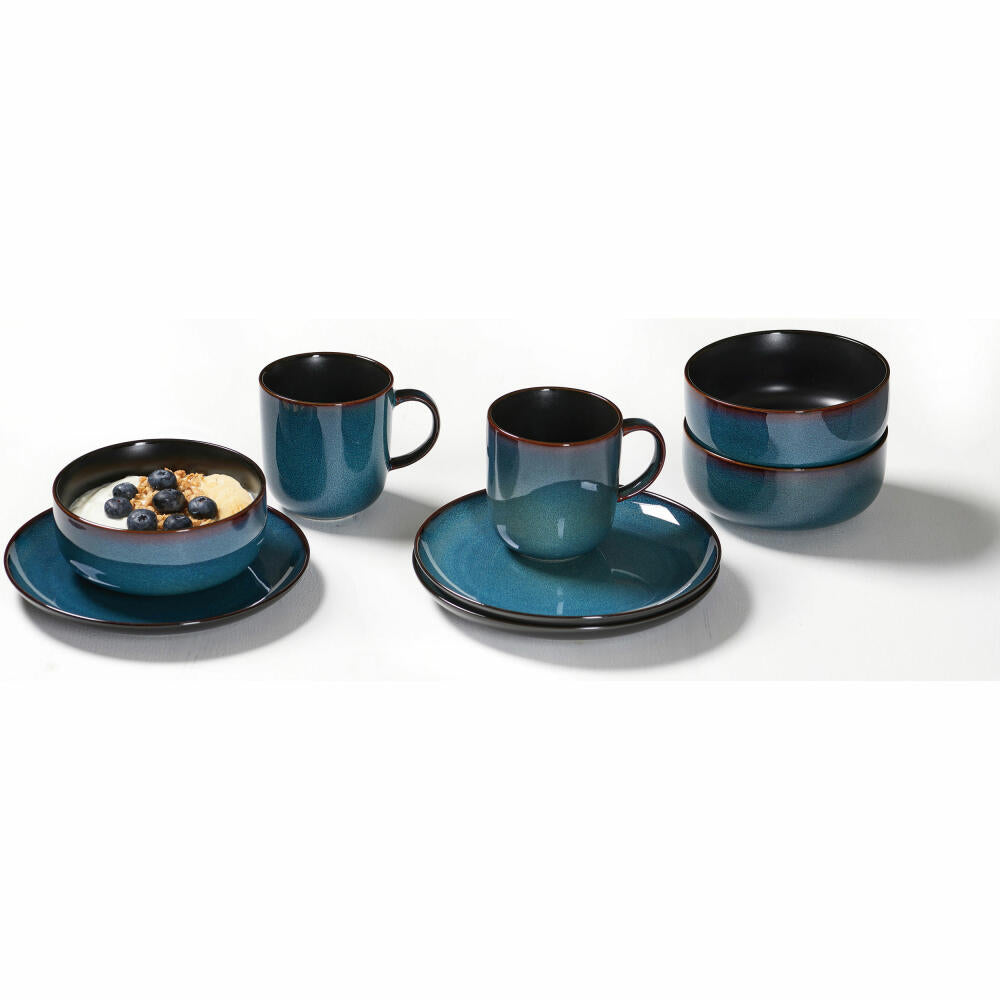 Ritzenhoff &amp; Breker breakfast set Bali, 12 pcs., breakfast service, tableware set, service, stoneware, blue, 420104