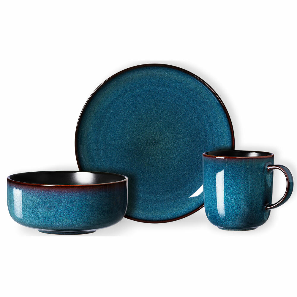 Ritzenhoff &amp; Breker breakfast set Bali, 12 pcs., breakfast service, tableware set, service, stoneware, blue, 420104
