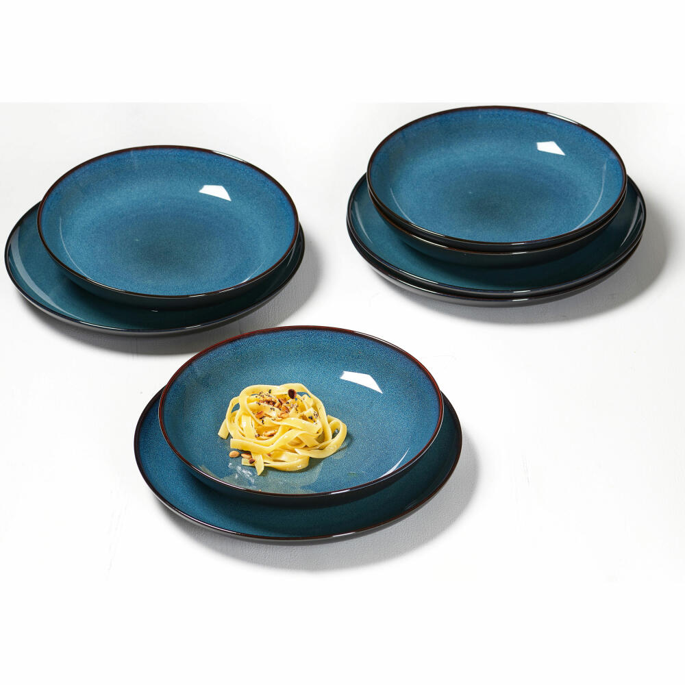 Ritzenhoff &amp; Breker dining set Bali, 8-piece, table service, crockery set, service, stoneware, blue, 420111