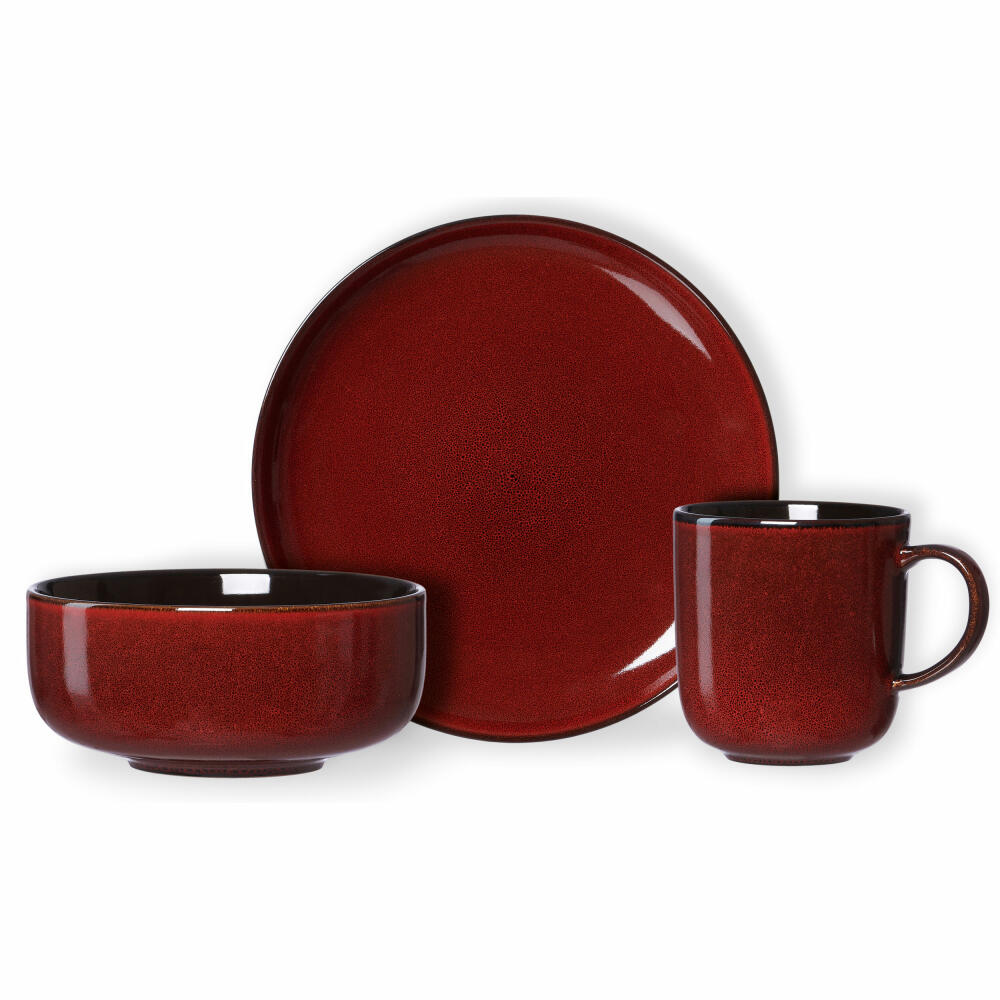 Ritzenhoff &amp; Breker breakfast set Gambia, 12-piece, breakfast service, tableware set, service, stoneware, red, 420128